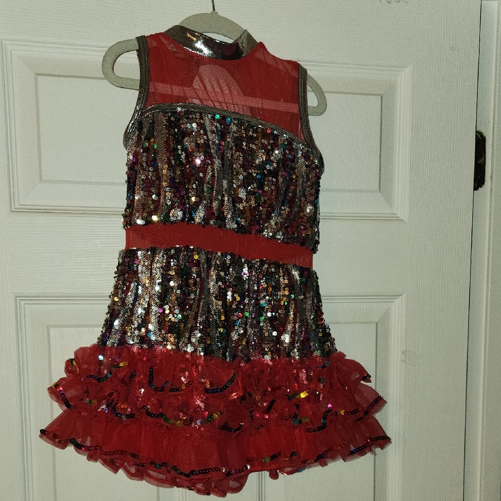 Glittery Multicolor Kids Dance Costume